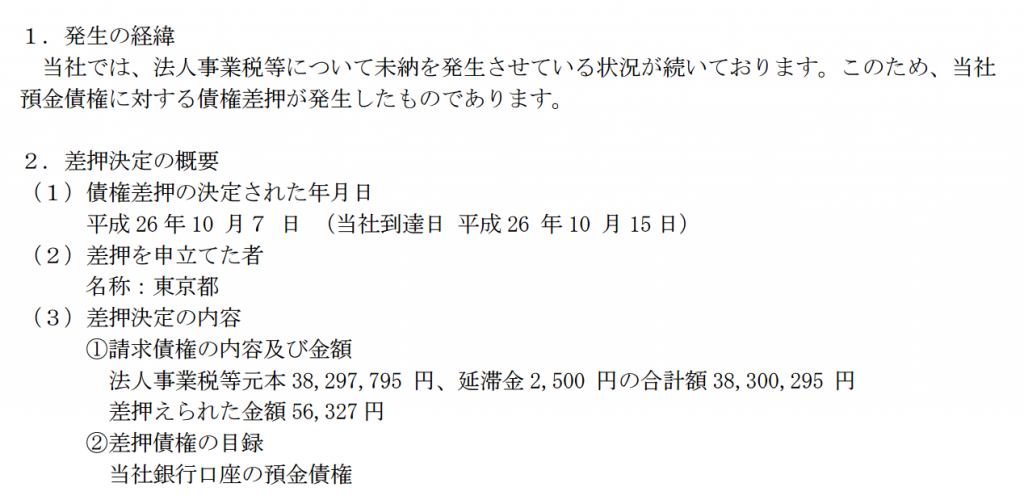 Seizure by the Tokyo Metropolitan Government