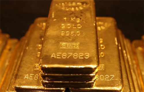 Stacked gold bullion bars